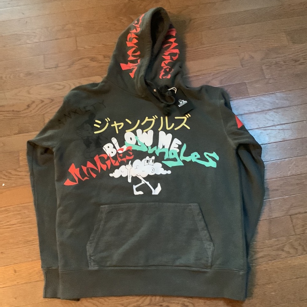 Jungles  Print Heavy Weight Fleece Anxiety Blow Me Hoodie - Size XL